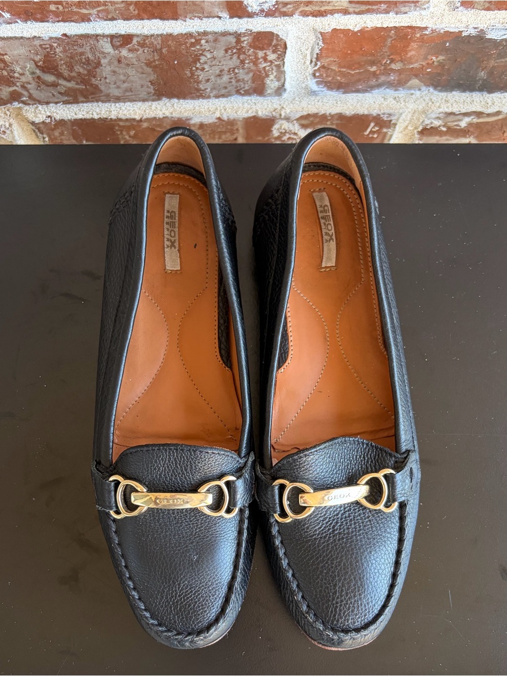 Geox Annytah Moc Black Pebbled Leather Driving Loafers Size EU 37